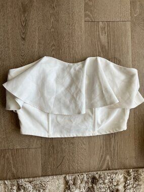 Worn Windsor White Strapless Top, Size M, with boning in bodice